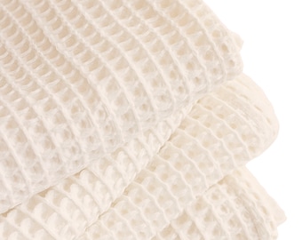 Natural Turkish Cotton Waffle Bed Cover: Queen King Size