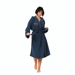Roupão de algodão bordado personalizado, kimono de algodão de luxo personalizado para proposta de dama de honra monograma, presente macio artesanal de roupão de spa
