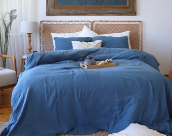 King Size Muslin Duvet Cover, Natural Cotton Gauze Bedding for Big Beds, California King & Oversized Custom Sizes, 7 Colors