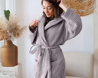 Spa Luxe Oversized Waffle Cotton Robe, Ultra Absorbent Kimono Bathrobe, Weave Dressing Gown, Quick Drying Bathwear, Perfect Bridal Gift