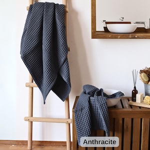 Organic 100% Turkish Cotton Waffle Towel Sets for Bathroom, Luxury Waffle Weave Hand Face Bath Body Towels, Perfect Farmhouse Decor & Gifts - 6