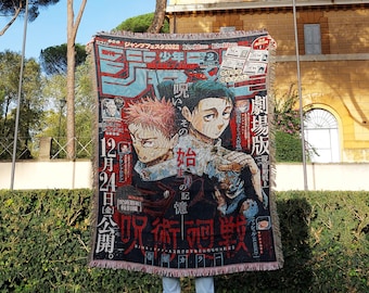 Anime Handmade Woven Blanket Throw / Embroidered Manga Tapestry / Anime Rug