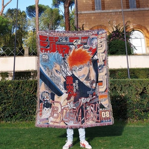 Anime Handmade Woven Blanket Throw / Embroidered Manga Tapestry / Anime Rug