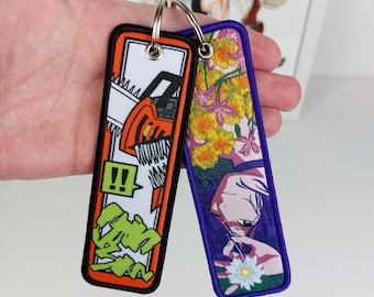 Anime Keychain Embroidered Key Tag / Anime Jet tag