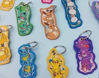 Anime Keychain Poke Embroidered Jet tag