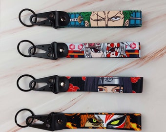 Anime Keychain, Embroidered Key Strap, Gift for Anime Fans