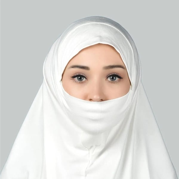 Turban prêt-à-porter pratique avec niqab, voile de mariée niqab avec hijab, tchador islamique de base, prêt-à-porter burqa, voile de niqab complet pour musulman burqa