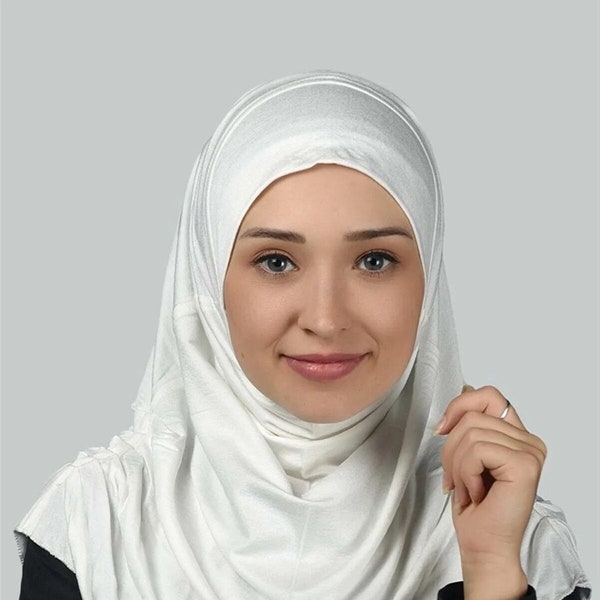 Ready to Wear Made Shawl Hijab, Ready Prayer Shawl Scarf Turban,Drapped Outer Bonnet,Muslim Islamic Head Simple Scarf, Practice Prayer Cover