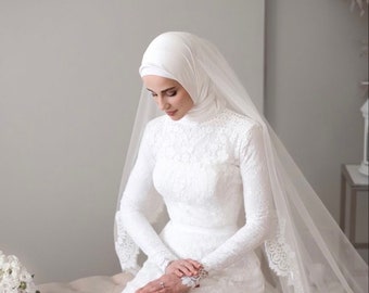 Ivoor lycra jersey bruids hijab, moslim bruiloft sjaal