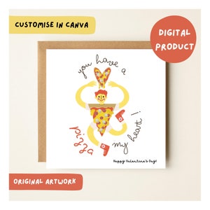 Valentinstag Printable | Digitaler Download | Pizza mein Herz Wortspiel | Junge druckbar | zu Hause drucken | Lehrer Geschenk | Karte