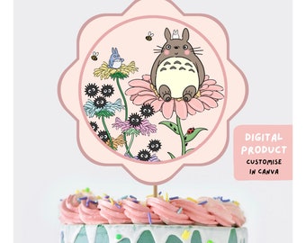 Forest Spirit CAKE TOPPER | digital template | print at home | customisable | Japanese anime | tween teen | birthday party | matching decor