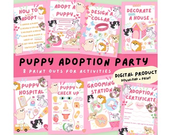 8 x PUPPY PARTY SIGNS | adopt a puppy | Printable | Immediate download | kids’ party | children’s party | birthday party | puppy dog party