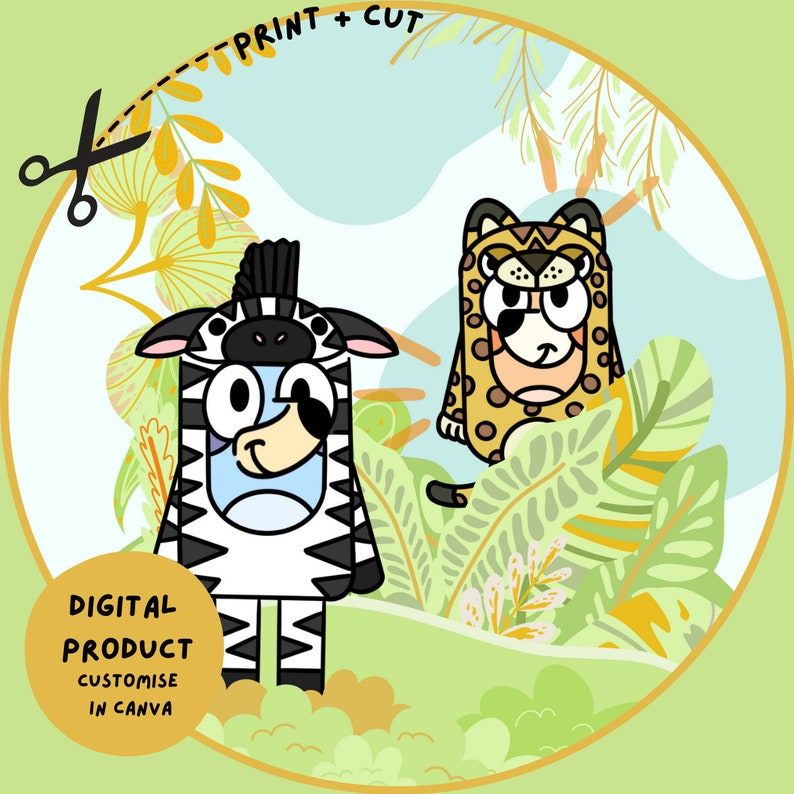 BLUEY JUNGLE PARTY Cake Topper Customisable Canva Kids Etsy Australia