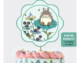 Forest Spirit CAKE TOPPER | digital template | print at home | customisable | Japanese anime | tween teen | birthday party | matching decor