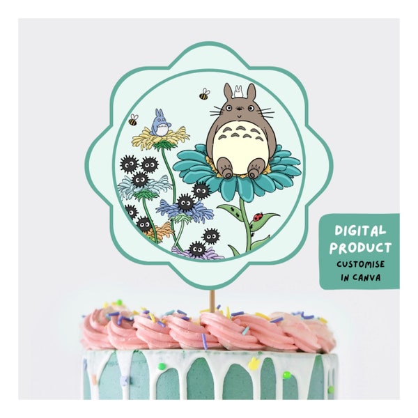 Forest Spirit CAKE TOPPER | digital template | print at home | customisable | Japanese anime | tween teen | birthday party | matching decor