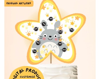 Forest Spirit CAKE TOPPER | digital template | print at home | customisable | Japanese anime | tween teen | birthday party | matching decor