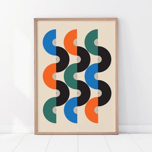 Retro Vinyl Record Print, Mid Century Music Poster, Music lover&#39;s gift, Play it Twice
