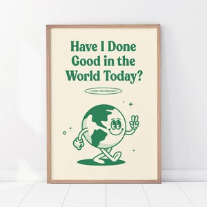Retro Planet Print, Inspirujący plakat, Zrównoważony wydruk, Przypomnienie uważności, Pozytywny plakat życzliwości, Sztuka ścienna w biurze
