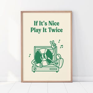 Vinyl Record Poster, Retro Music Print,  Record Player Art, Play it Twice Print