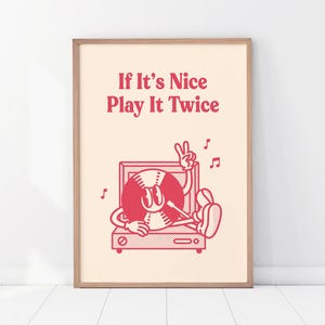 Retro Vinyl Print, Music Poster, Vinyl Record Funny Print, Red Dorm Art