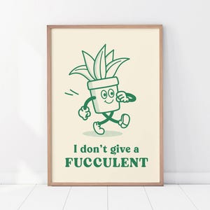 Retro Pflanzendruck, Bold fuck off Kunst, positiver Kaktus Poster, grüne Galeriewand, trendiger Kunstdruck