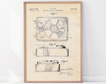 May include: A vintage patent drawing for a combination sound and picture mechanism. The drawing shows three different views of the mechanism, labeled "Fig. 1", "Fig. 2", and "Fig. 3". The patent was filed on November 1, 1948, and granted on June 27, 1950, to Ralph M. Like.