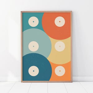 Retro Vinyl Record Print, Mid Century Music Poster, Music lover&#39;s gift, Play it Twice