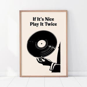 Vinyl Record Print, Retro Music Poster, Trendy Elegant Poster, Play it Twice