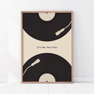 Retro Vinyl Print, Music Record Poster, Play Twice Minimalist Poster, Vinyl Poster