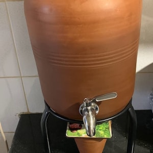 TerraVitaIndia Handcrafted Earthen Clay Water Pot with Lid & Stainless Steel Tap , 6000 ML  .