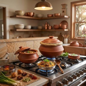 TerraVitaIndia Unglazed Biriyani Clay Pot with Lid