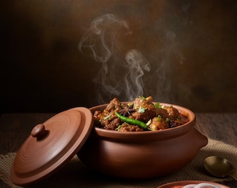 Handmade Clay Cooking Pot: Traditional Earthen Cookware (2000 ml)