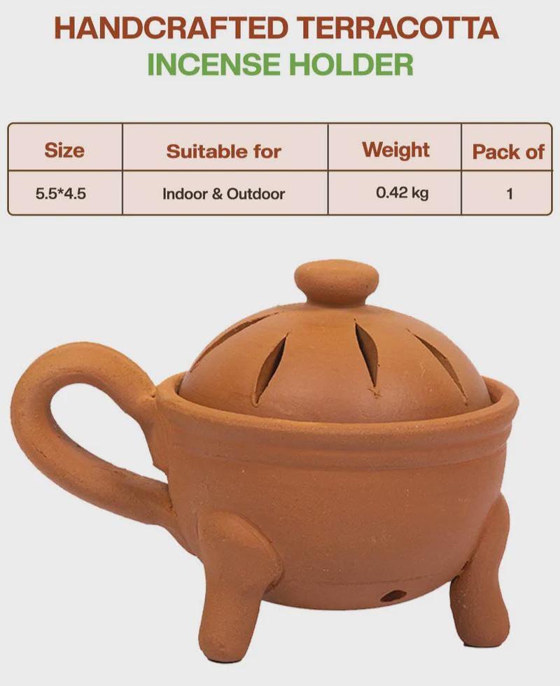 Handcrafted Terracotta Holder, Sambrani & Dhoop Incense, Essential