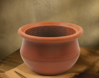 Handmade Clay Cookpot: Traditional Indian Cooking, 1.5 Litres