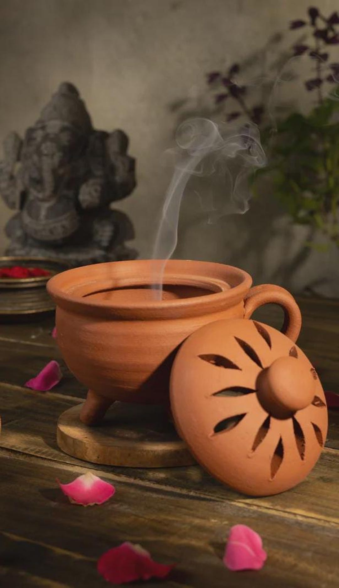 Handcrafted Terracotta Holder, Sambrani & Dhoop Incense, Essential