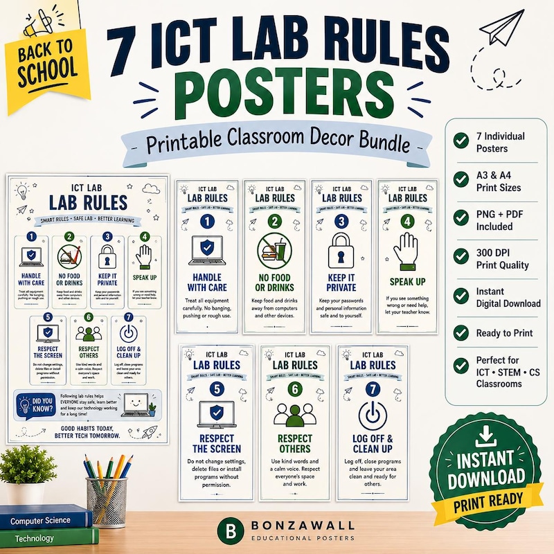 Computer Lab Rules Poster - Etsy