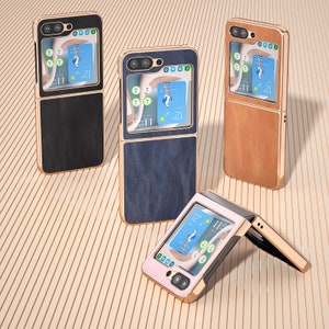 For Z Flip 5 Mobile Phone Case Folding Screen Electroplated Plain Leather  Strap Ring New Creative Luxury Women's Protective Fashion Brand Protective  Case - Temu