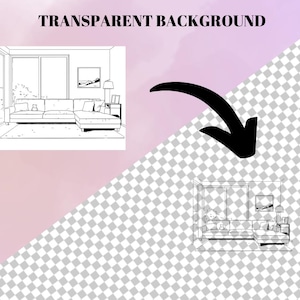 Puede incluir: Dibujo de l&iacute;nea de un interior de sala de estar con un sof&aacute; seccional, una ventana, una imagen en la pared y una l&aacute;mpara en una mesa auxiliar.