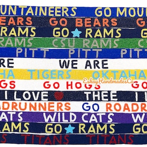 Beaded Purse Strap, Go Mountaineers, Go Bears, Go Rams, CSU Rams, Pitt, We Are, Oktaha Tigers, Go Hogs, Go Roadrunners, Wildcats, Titans