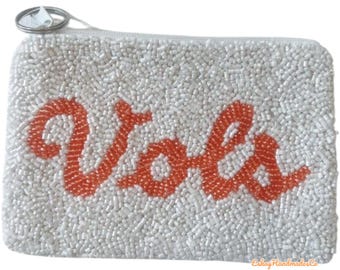 Hand-Beaded Vols Coin Purse: Tennessee Volunteers Game Day Accessory