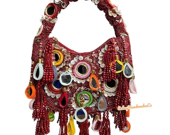 Banjara beaded party mirror clutch purse for women Gift for her