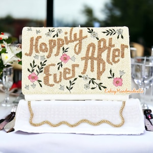 Bolso de mano nupcial con cuentas: Bolso de boda "Felices para siempre"