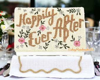 Happily Ever After Bridal Clutch Bag, Bridal Clutch Purse for Wedding, Custom Gift for Bride to be, Wedding Gift for Bride