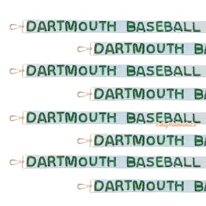 Correa de bolso con cuentas, correa de bolso con cuentas de béisbol de Dartmouth, correa de bolso universitario, correas GameDay, todos los nombres con cuentas disponibles.