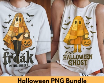 Retro Halloween Ghost PNG Bundle | Spooky Patchwork Clipart (Digital Download)