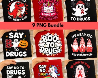 Red Ribbon Week PNG Bundle: Drug-Free Awareness Clipart
