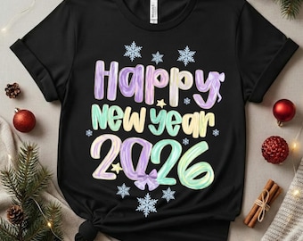 Happy New Year 2026 PNG Cute Pastel Watercolor Coquette Bows Sublimation Design Instant Download