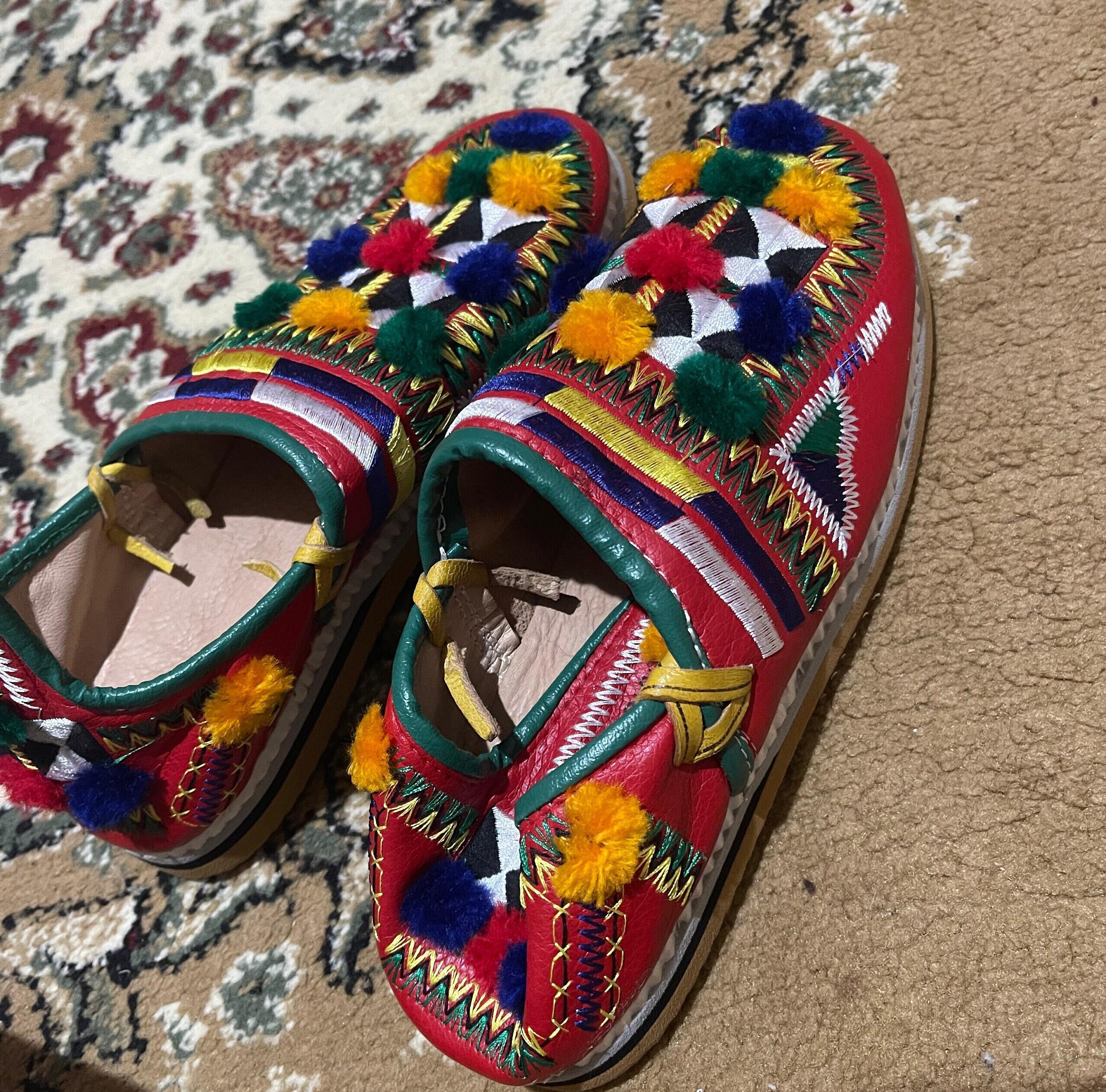 Babouches Berbères Artisanales En Cuir Noir - Faites Au Maroc, Homme/Femme (Neuf Avec Emballage)