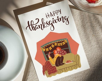 Printable Thanksgiving Greeting Cards, Thanksgiving Celebration for Mother and Daughter, Happy Thanksgiving, Thanksgiving Wishes, Family.