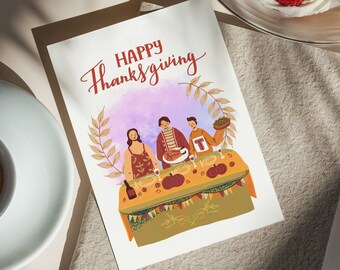 Printable Thanksgiving Day Greeting Cards, A Grateful Day with Our Nuclear Family, Thankful For Family, Thanksgiving Family Card, FamilyBond